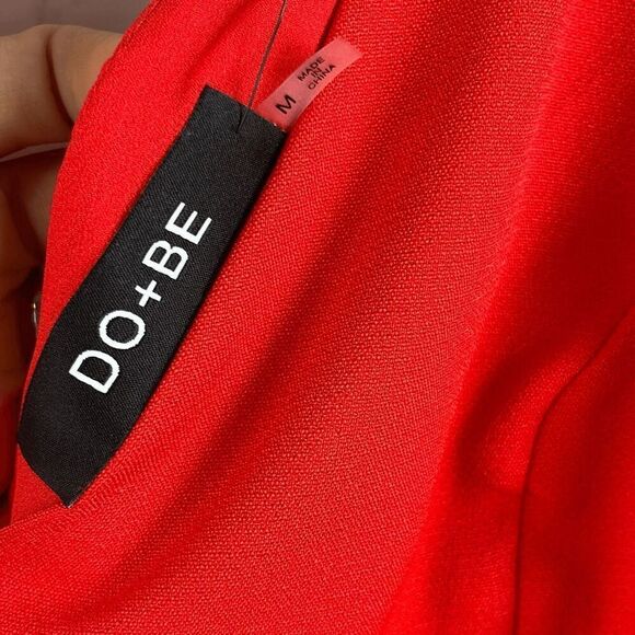 DO + BE Jumpsuit Womens M Red Christmas Paint Suit Romper Wide Leg Ruffles Sexy - Picture 5 of 13